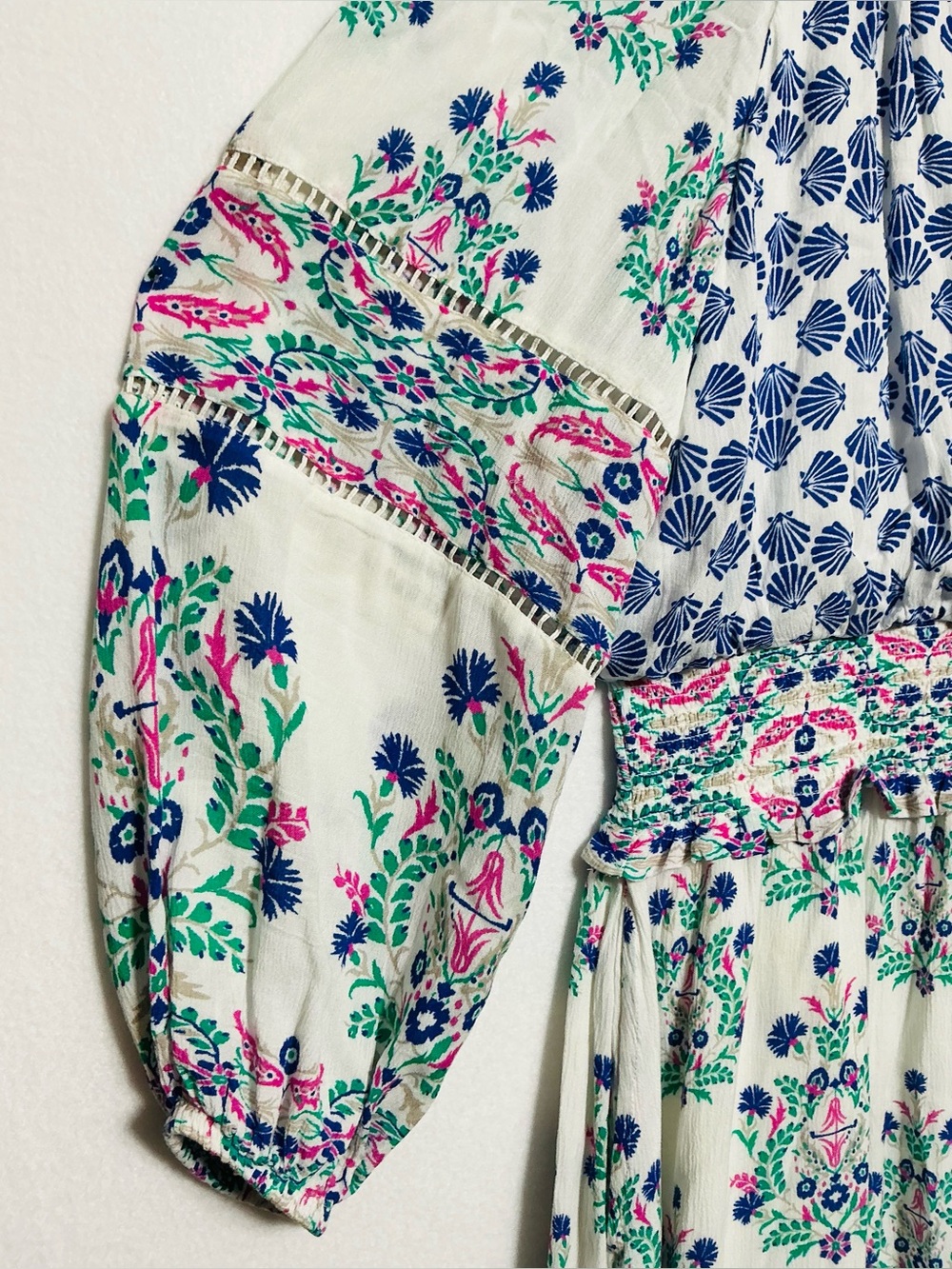 Chico’s Boho Floral Print Maxi Dress - Fits L/14) - Tassel Accents - Picture 4 of 13